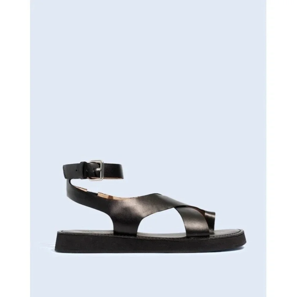 Madewell The Natasha Flatform Sandal in True Black Womens Size 7